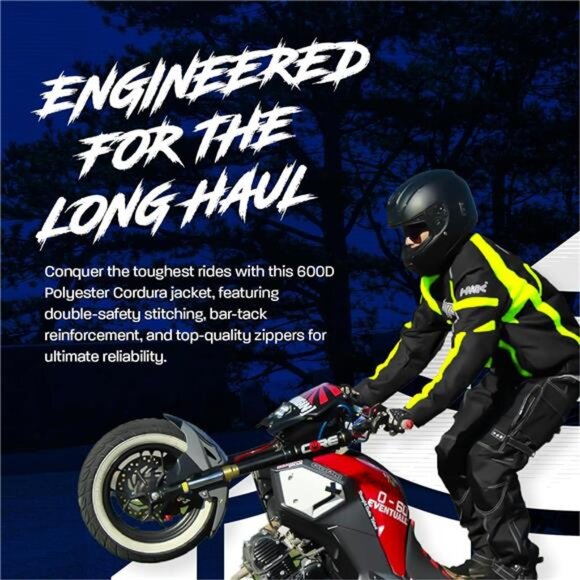 Motorcycle Jacket for Men & Women, Waterproof, High Visibility Rain Jacket - Picture 6 of 7